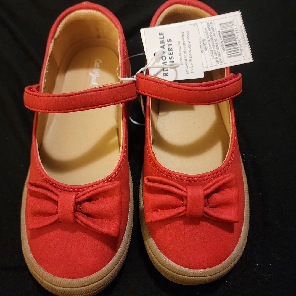 Cat & Jack Pewter Ethel Style Red Cut Outs Girls Toddler size 11